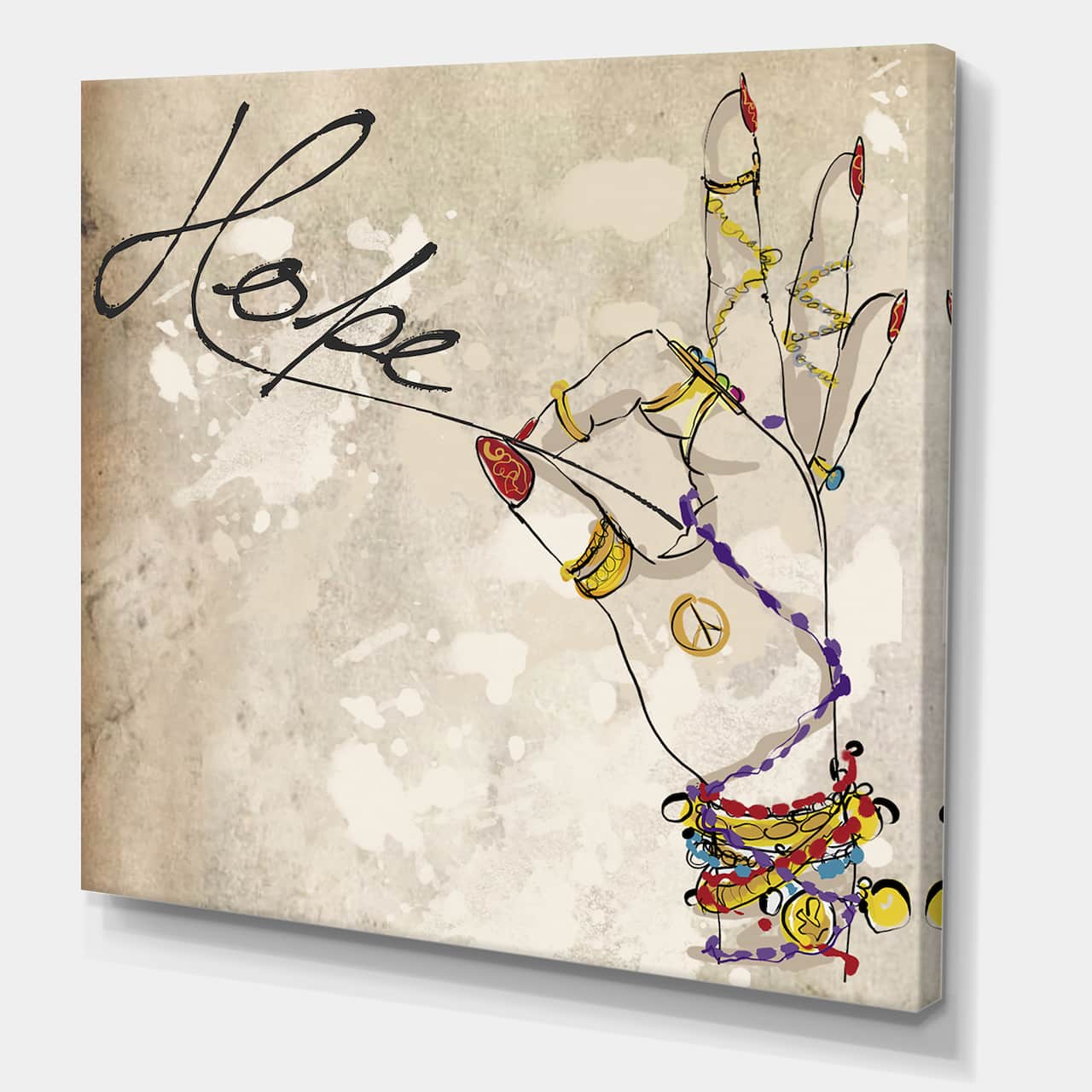 Designart - Gypsy Hippy Hand Hope - Cottage Premium Canvas Wall Art